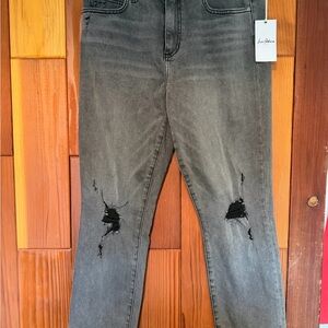 NWT Sam Edelman Distressed Black straight leg Jeans